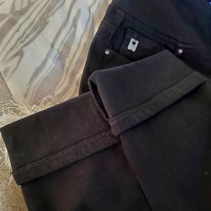 Belle by Kim Gravel BLACK CUFFED JEANS